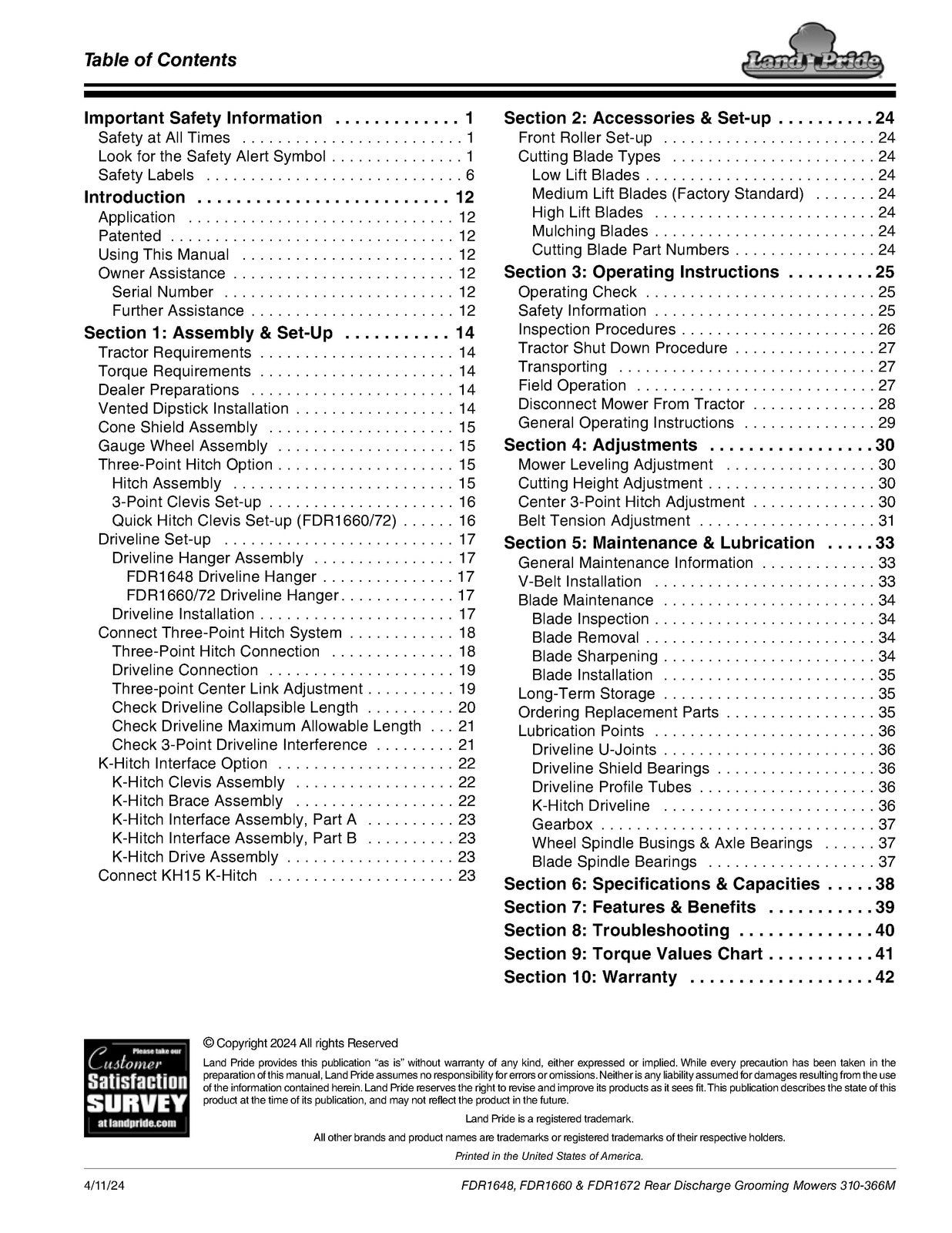 LAND  More PRIDE Rear Discharge Grooming Mowers Operators Manual 2024 - BOUND