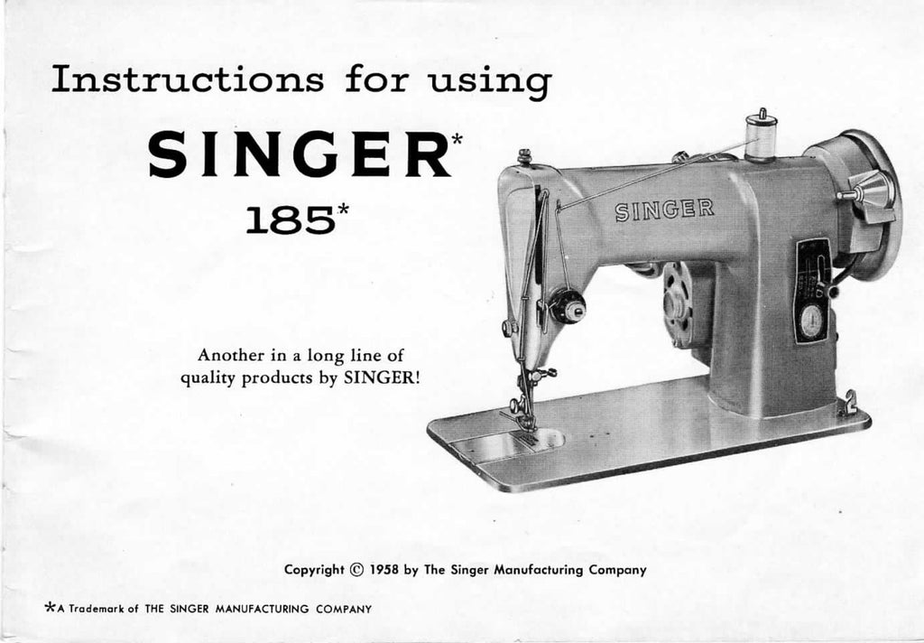 SINGER 185 185K3 Instruction Manual Color Covers - WIRE BOUND - TOUGH COVERS