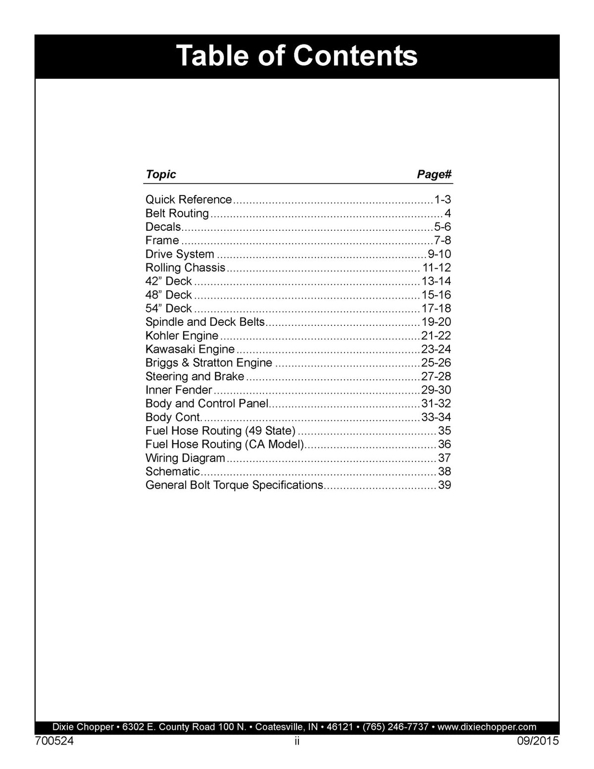 DIXIE CHOPPER Zee 2 Zero Turn Mower Illustrated Parts Manual 2015 - WIRE BOUND