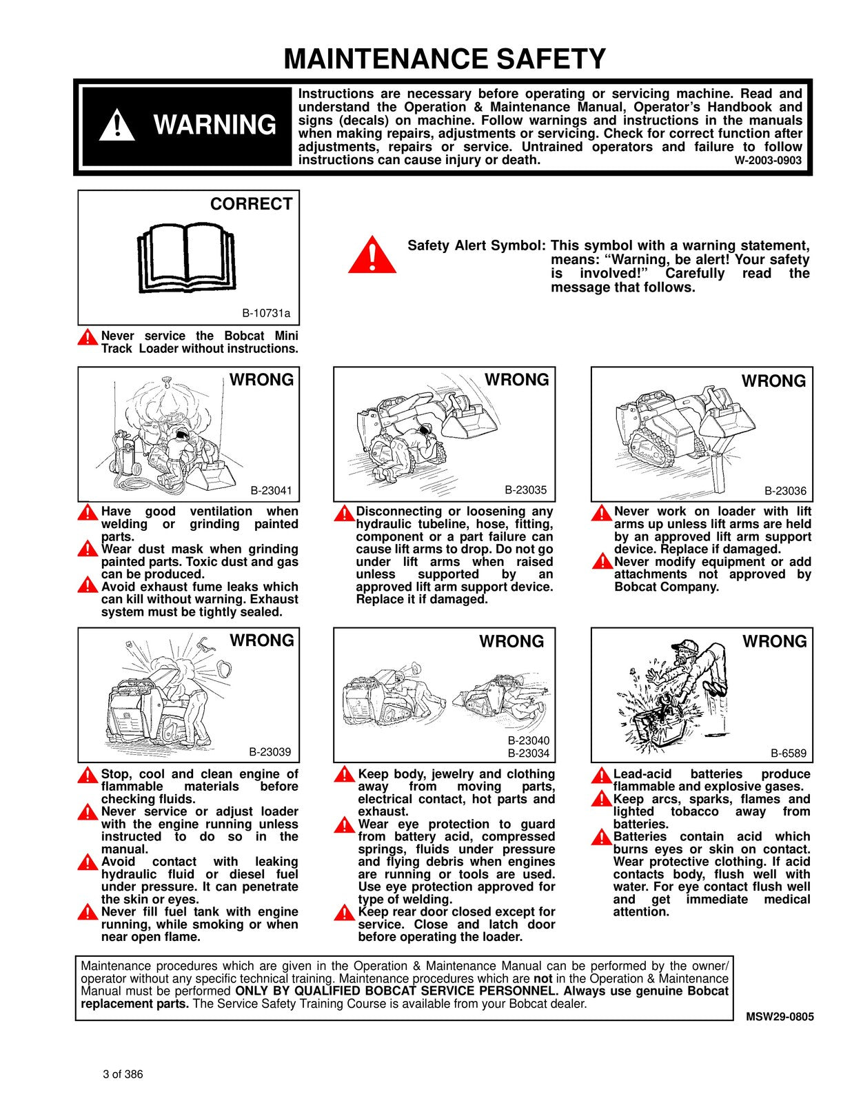 BOBCAT MT52 Mini Track Loader Service Manual SN 523611001 Up 2006, FOLDOUTS
