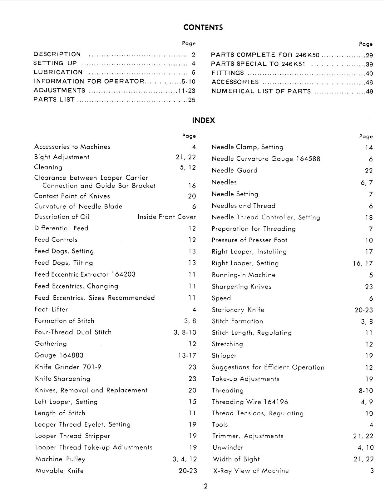 SINGER 246K50 246K51 Overedging Service And Parts Manual - WIRE BOUND - COVERS