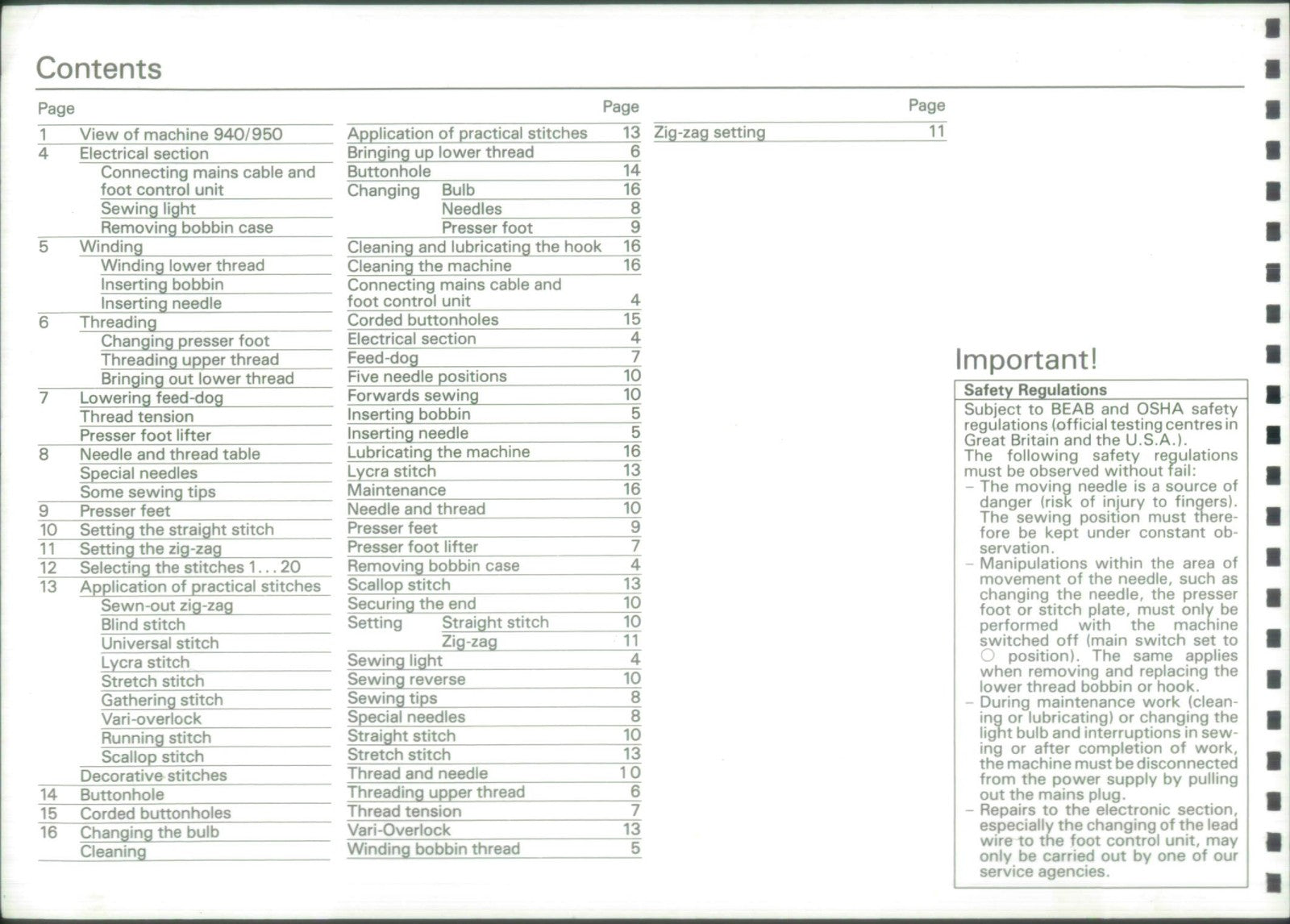 BERNINA 940 950 Favorit Industrial Instruction Manual - WIRE BOUND - COVERS