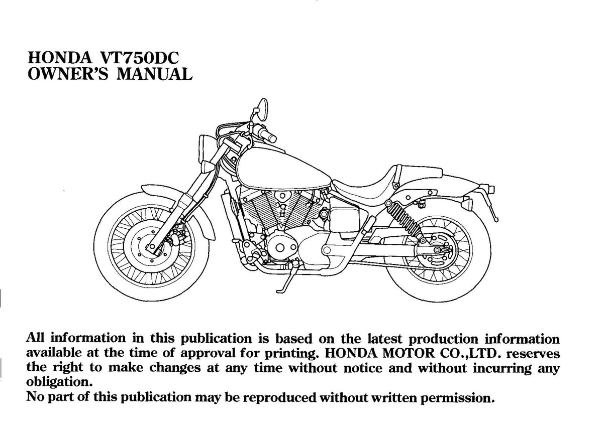 HONDA VT750DC Owners Manual 2000 - BOUND - COVERS - XL FOLDOUT PAGES