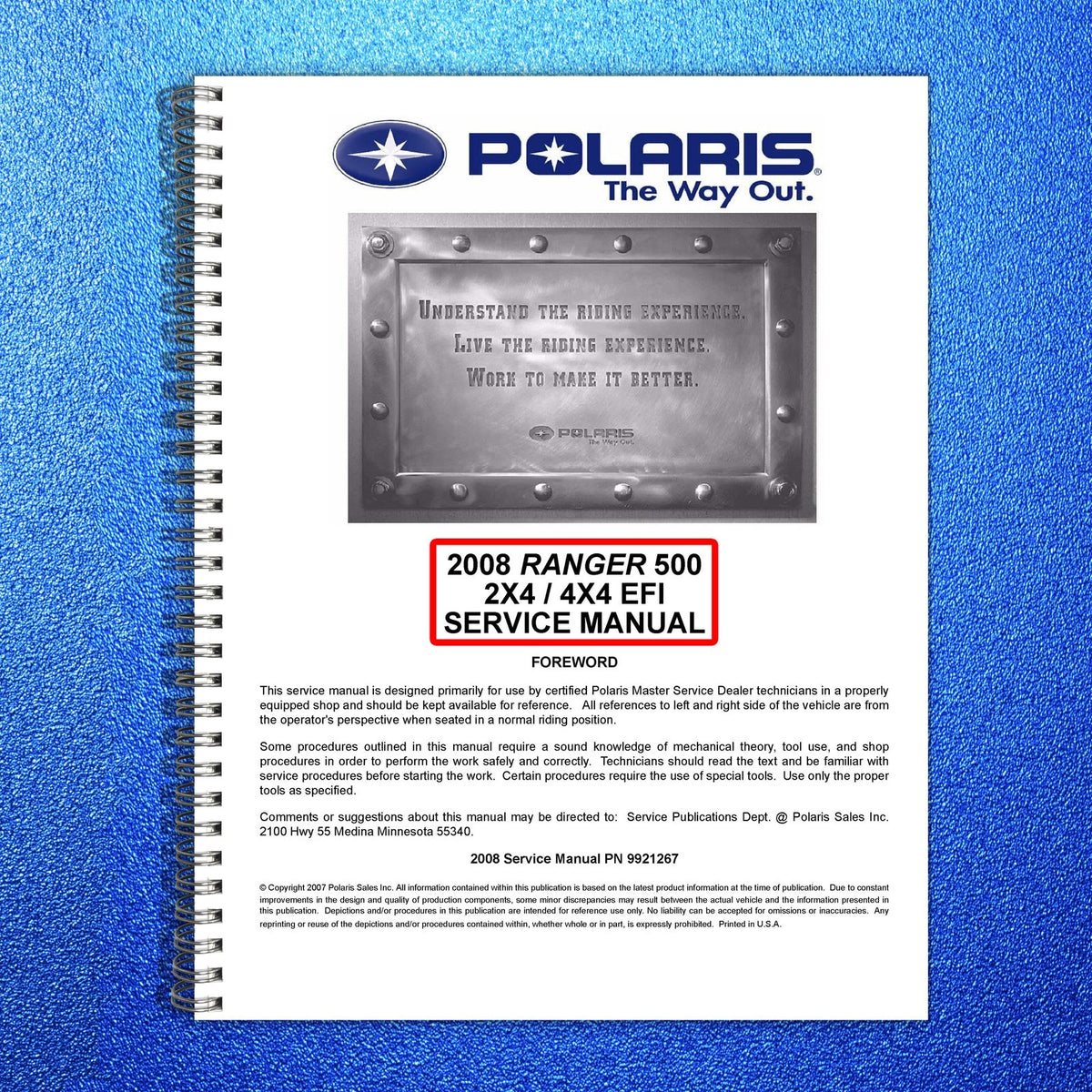 POLARIS Ranger 500 Sportsman 500 Service & Operators Manual BUNDLE - WIRE BOUND