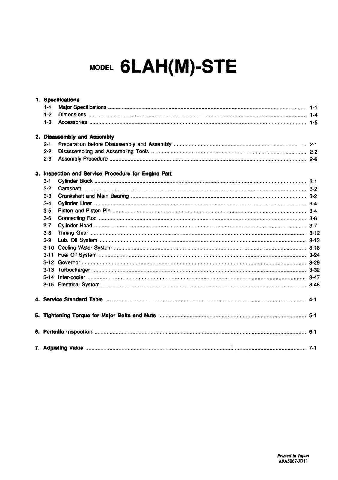 YANMAR 6LAHM-STE ENGINE SERVICE MANUAL - BOUND - COVERS - XL FOLDOUT PAGES