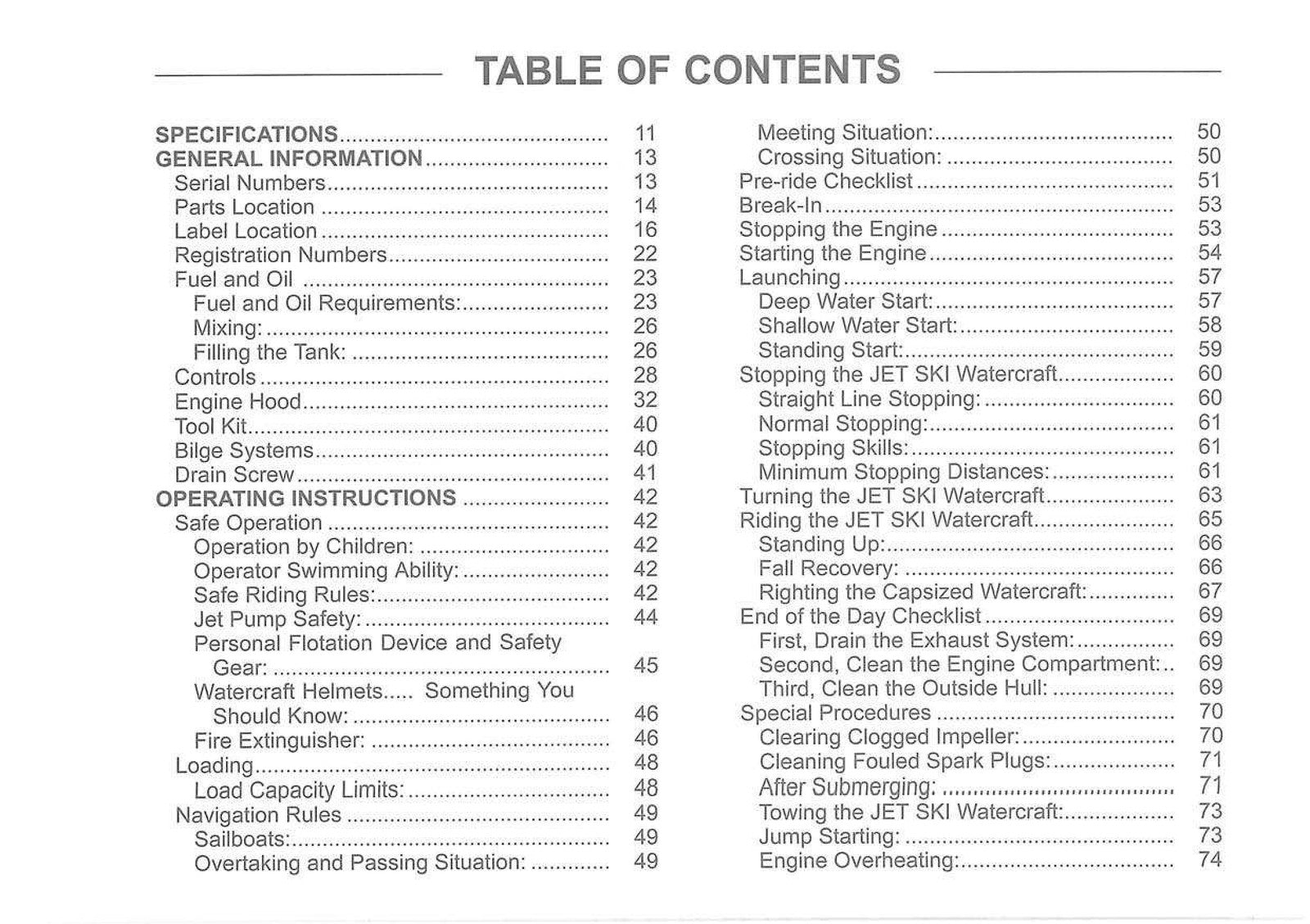 KAWASAKI JET SKI 800 SX-R Watercraft Owners Manual 2003 - WIRE BOUND - COVERS