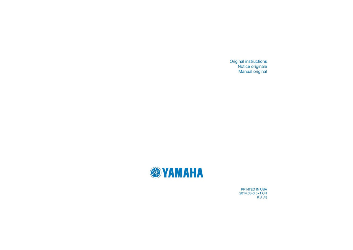 YAMAHA YFM550DF YFM550PF YFM550PHF Grizzly 550 ATV Owners Manual 2014 - BOUND