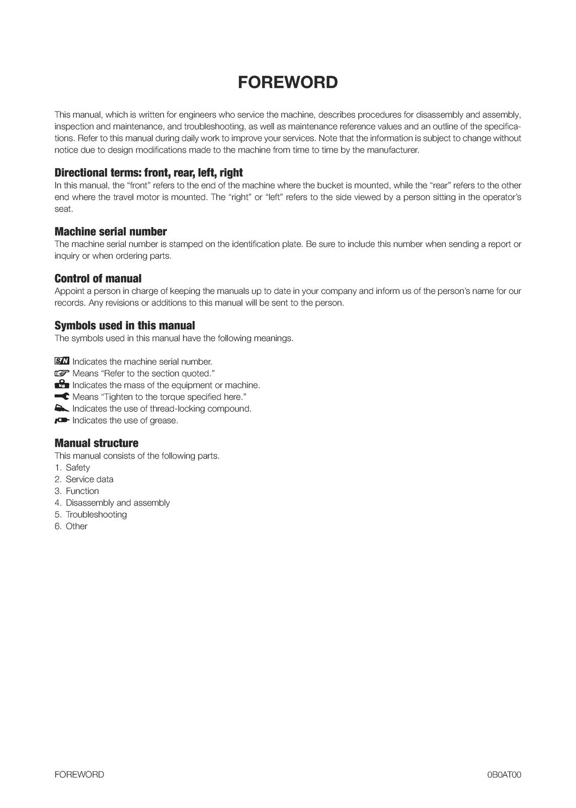 TAKEUCHI TL12 Crawler Loader Workshop Manual SN 201200003 Up, FOLDOUTS