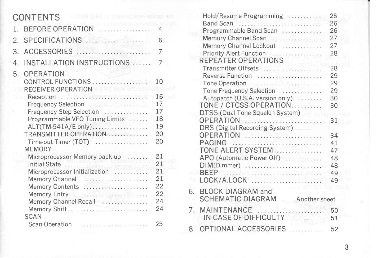 KENWOOD TM-241A 241E 441A 441E 541A 541E FM Transceiver Instruction Manual