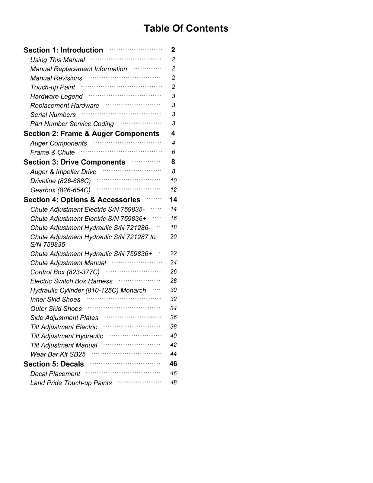 LAND PRIDE SB25 Series Snow Blowers Parts Manual 2023 - WIRE BOUND - COVERS