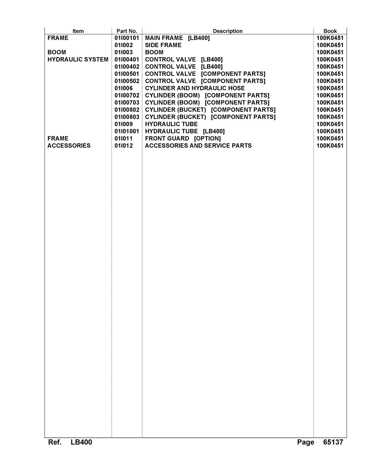 KUBOTA LB400 Loader Illustrated Parts List Manual - WIRE BOUND - TOUGH COVERS