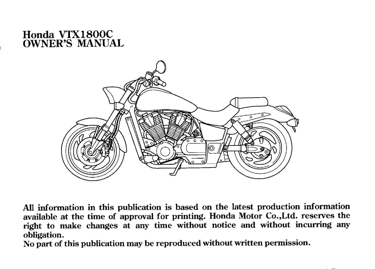 HONDA VTX1800C Owners Manual 2001 - STEEL WIRE BOUND - PROTECTIVE COVERS