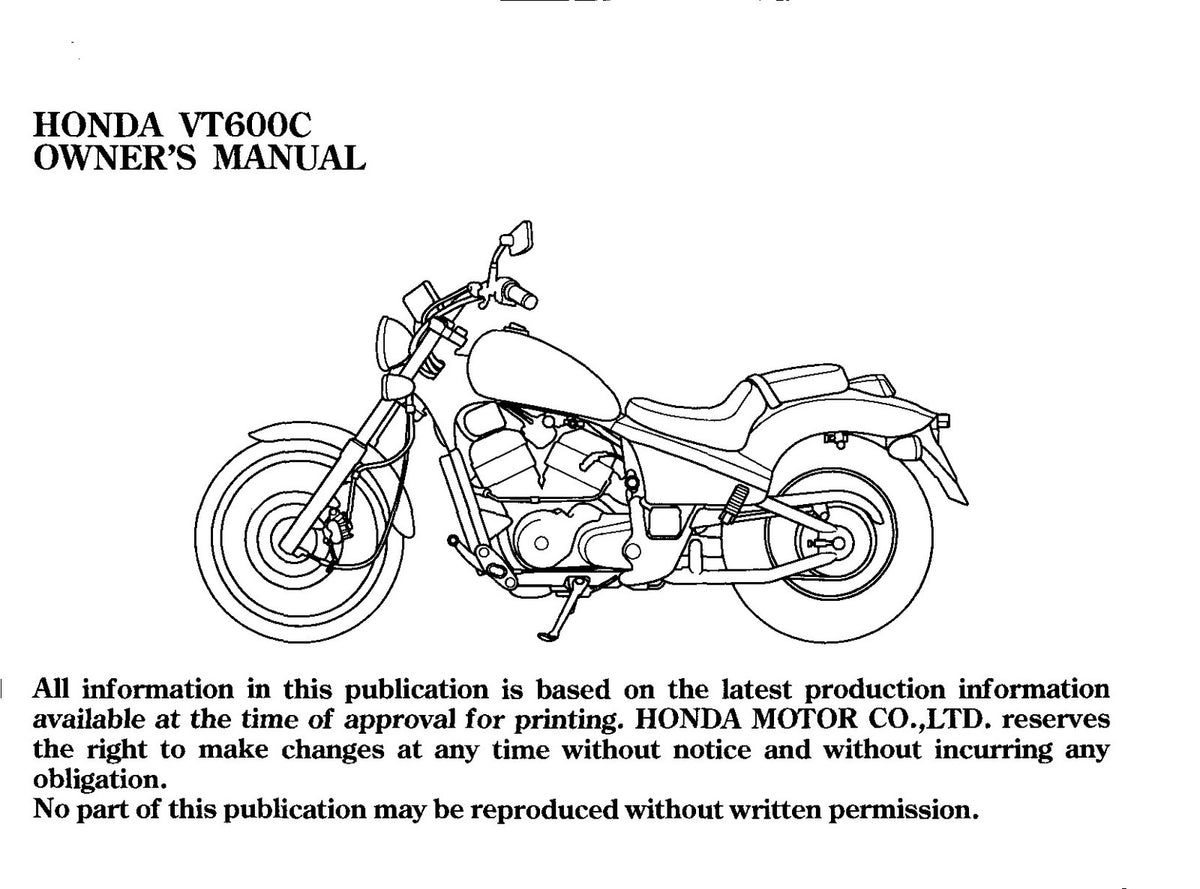 HONDA VT600C Owners Manual 1994 - BOUND - COVERS - XL FOLDOUT PAGES