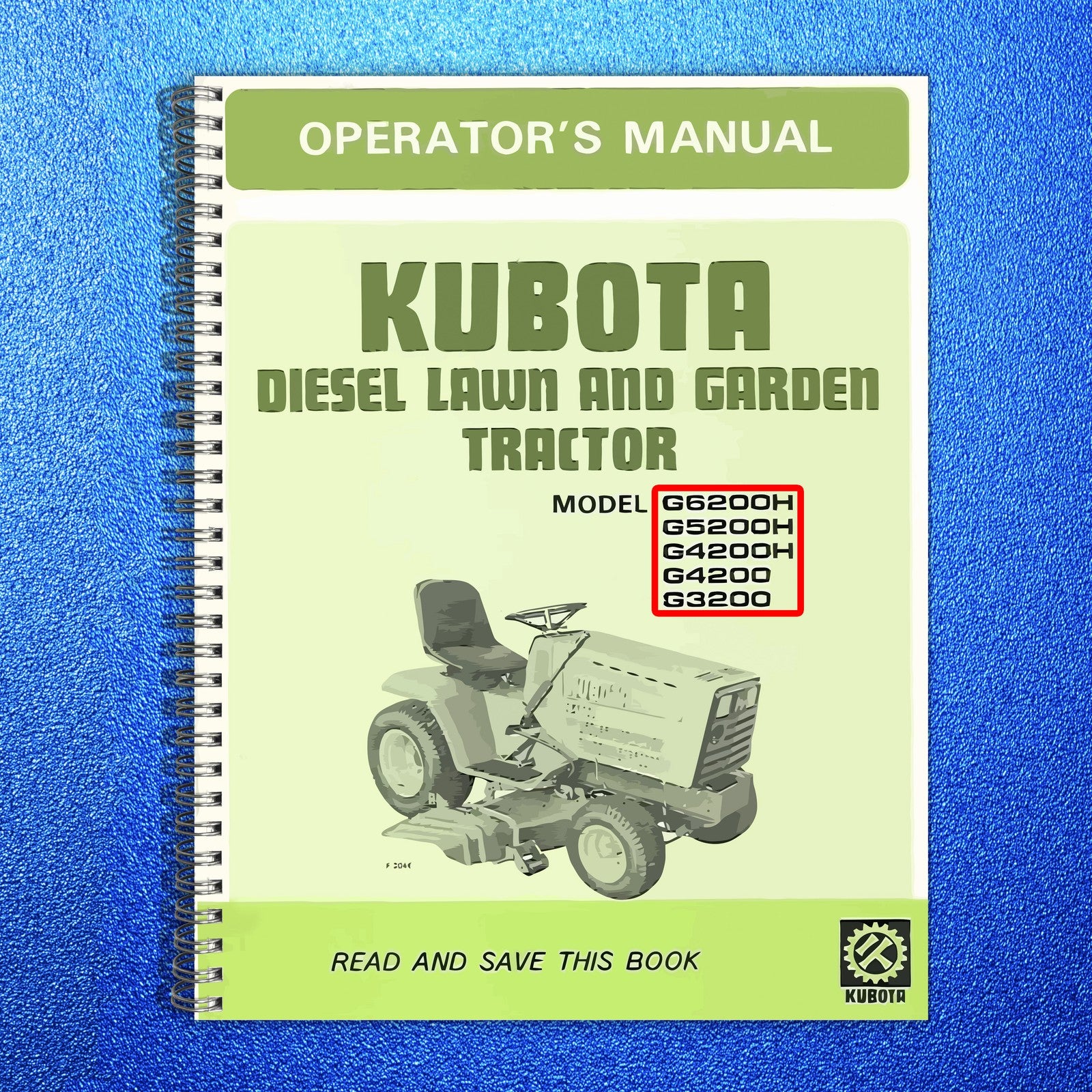KUBOTA G3200 G4200 G4200H G5200H G6200H Workshop Operators Parts Manual BUNDLE