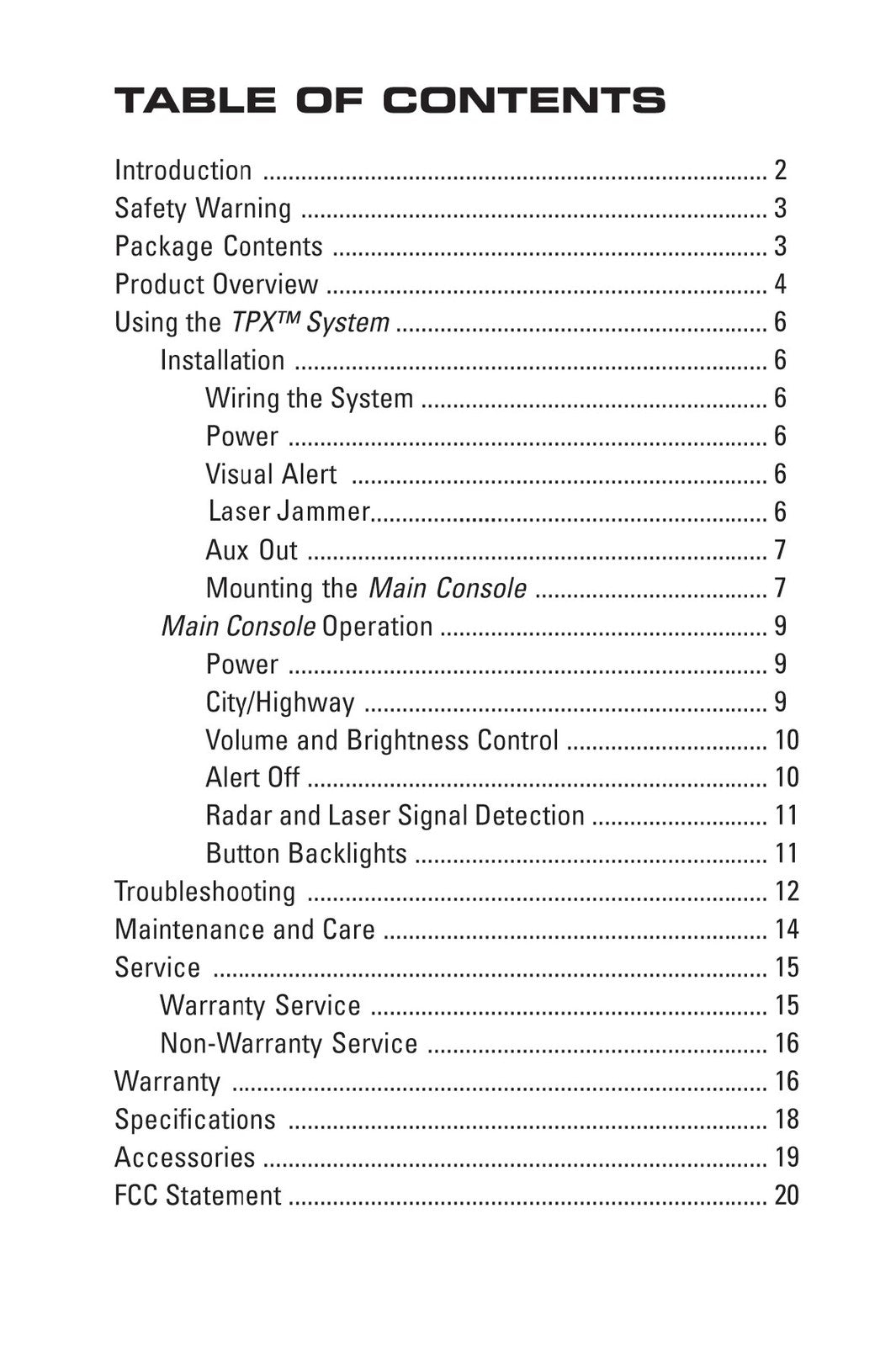 ADAPTIV TECHNOLOGIES TPX Motorcycle Radar Laser Detection System Manual - BOUND