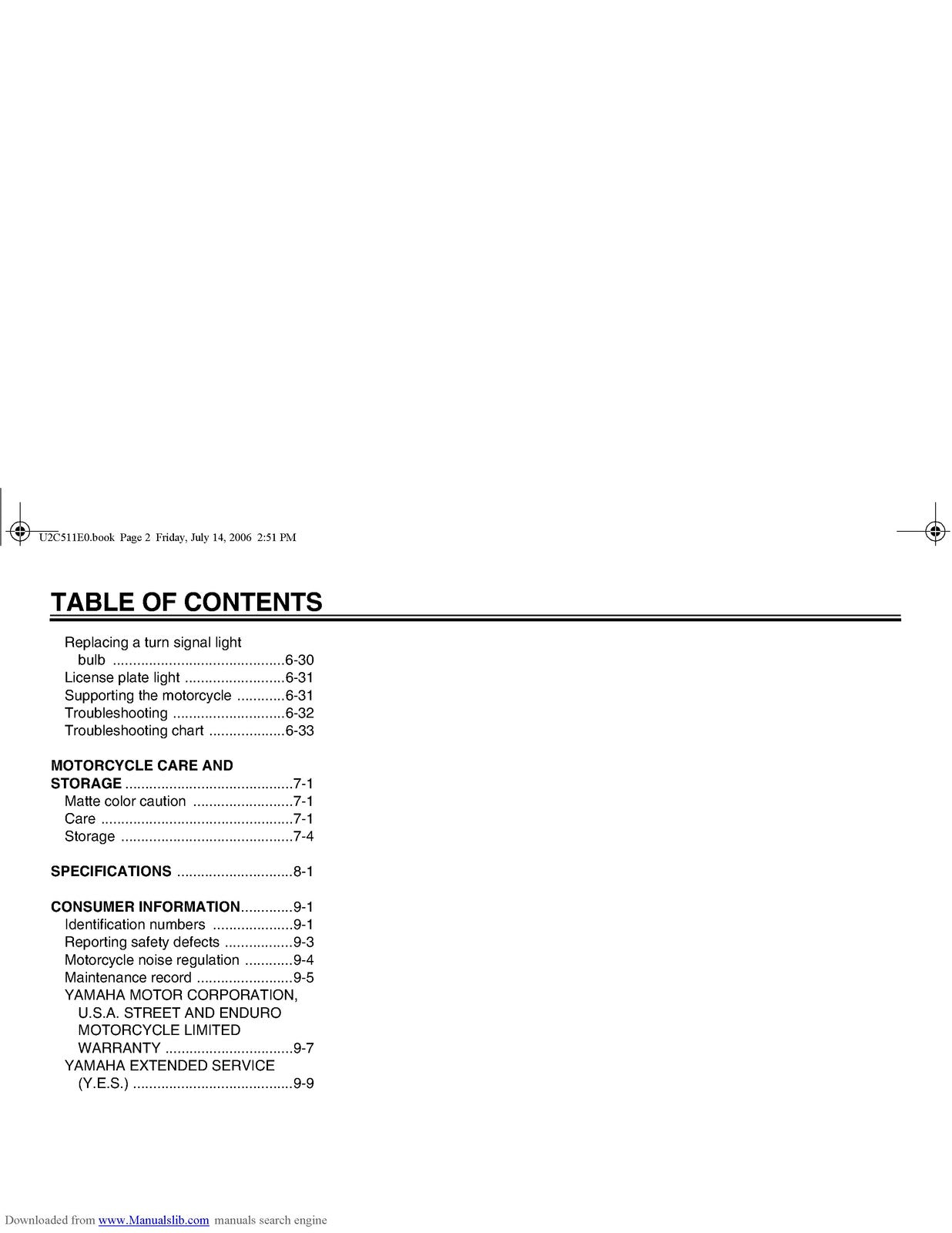 YAMAHA XV19CTSW XV19CTW XV19CTMW Owners Manual - STEEL WIRE BOUND - TOUGH COVERS