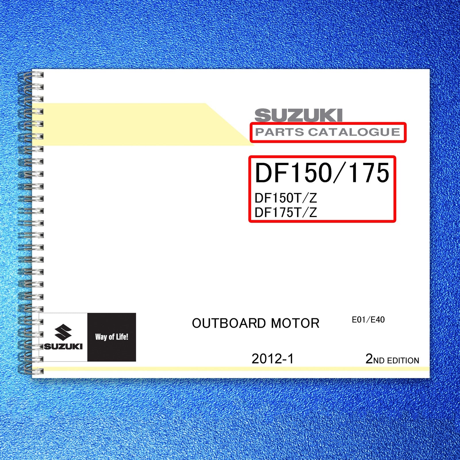 SUZUKI DF150 DF175 Outboard Parts Service & Operators Manual BUNDLE - WIRE BOUND