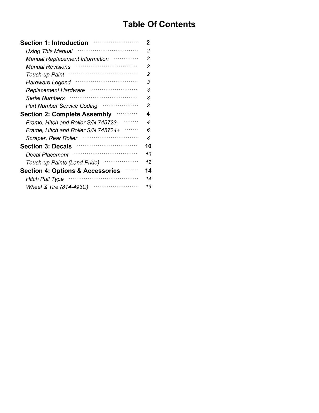LAND PRIDE SBR Series Seed Bed Rollers Parts Manual 2026 - WIRE BOUND - COVERS