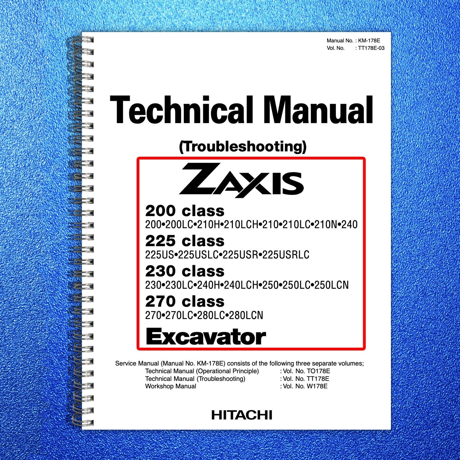 HITACHI ZAXIS 200 225 225US 225USR 230 270 Workshop & Technical Manual BUNDLE