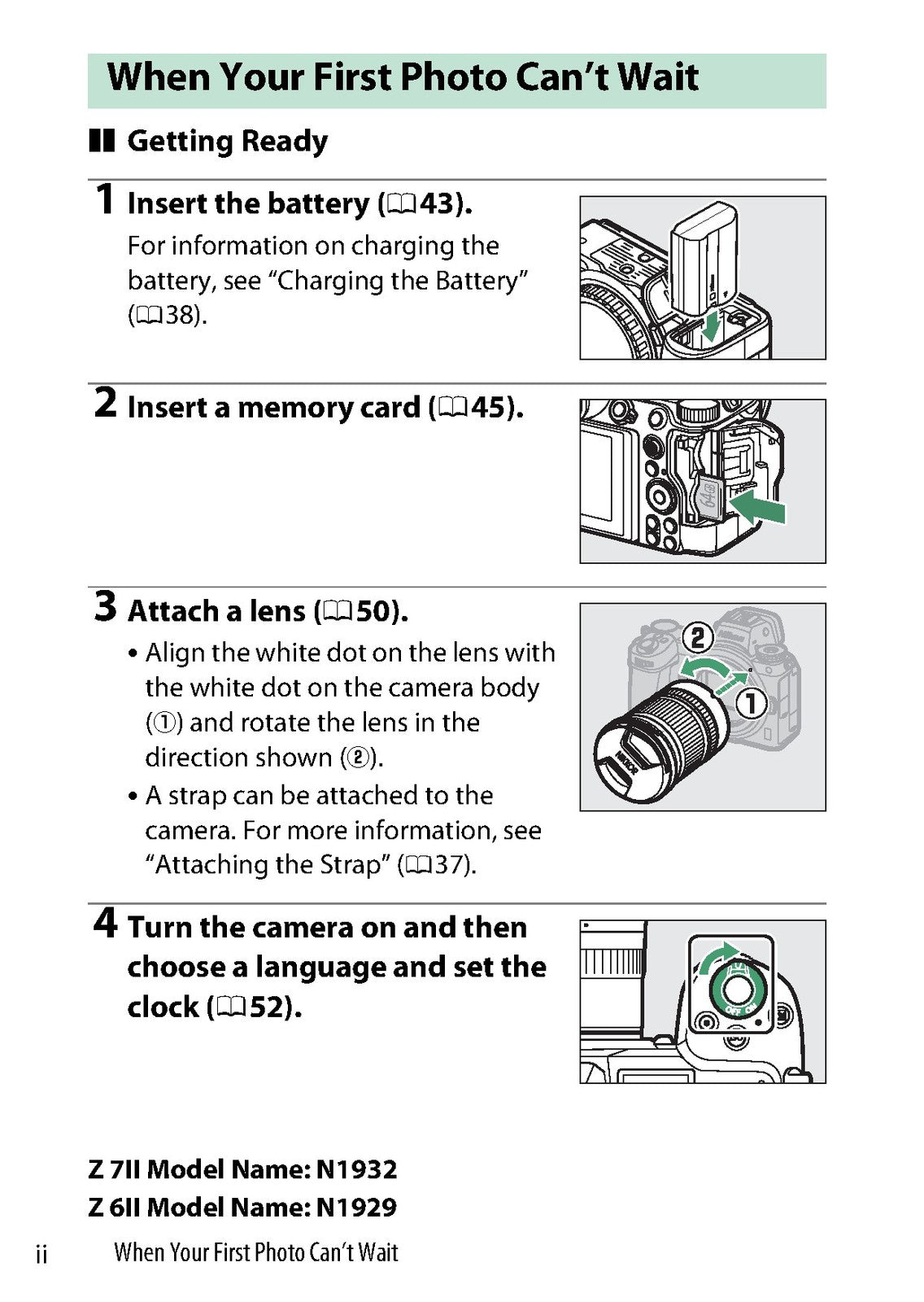 NIKON Z7 II Z6 II Digital Camera Reference Manual - WIRE BOUND - TOUGH COVERS
