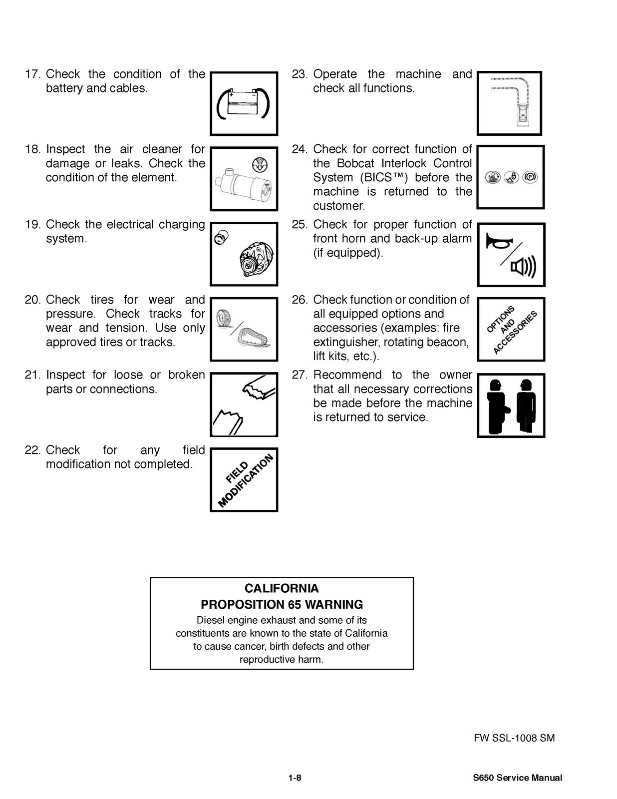 BOBCAT S630 Skid-Steer Loader Service Manual SN A3NT11001 Up 2010, FOLDOUTS