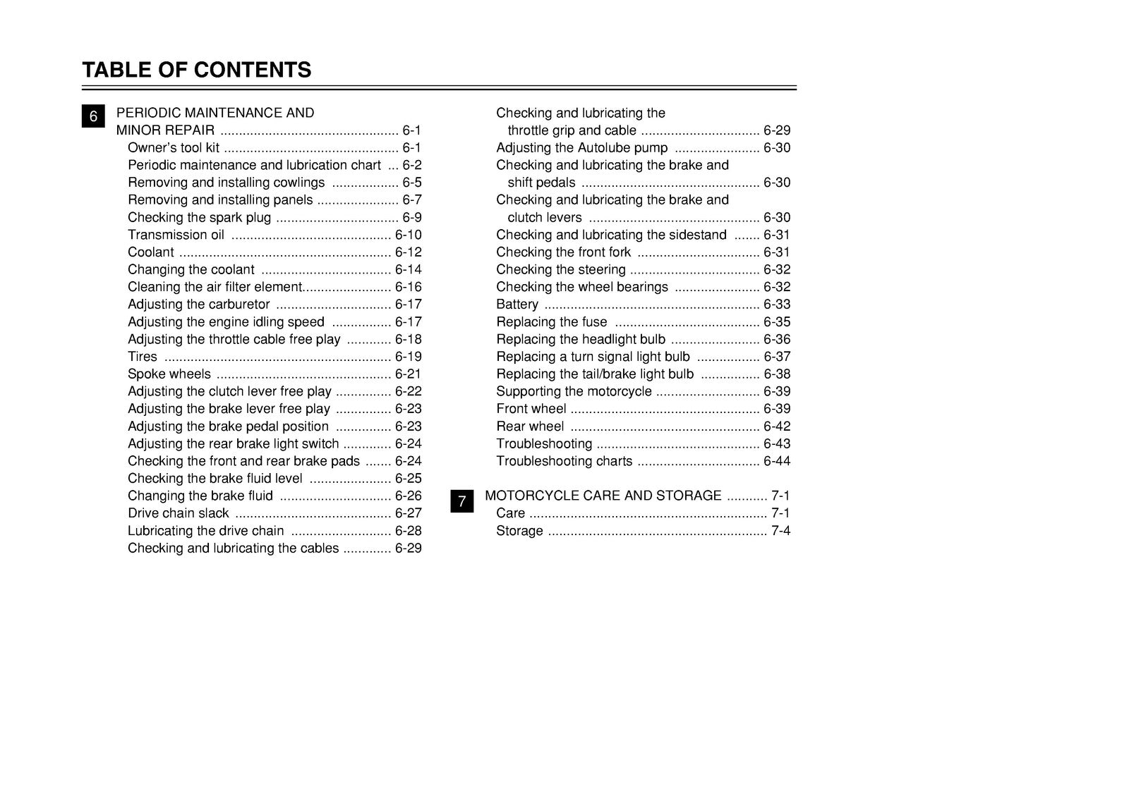 YAMAHA DT125R Owners Manual 2001 - STEEL WIRE BOUND - PROTECTIVE COVERS