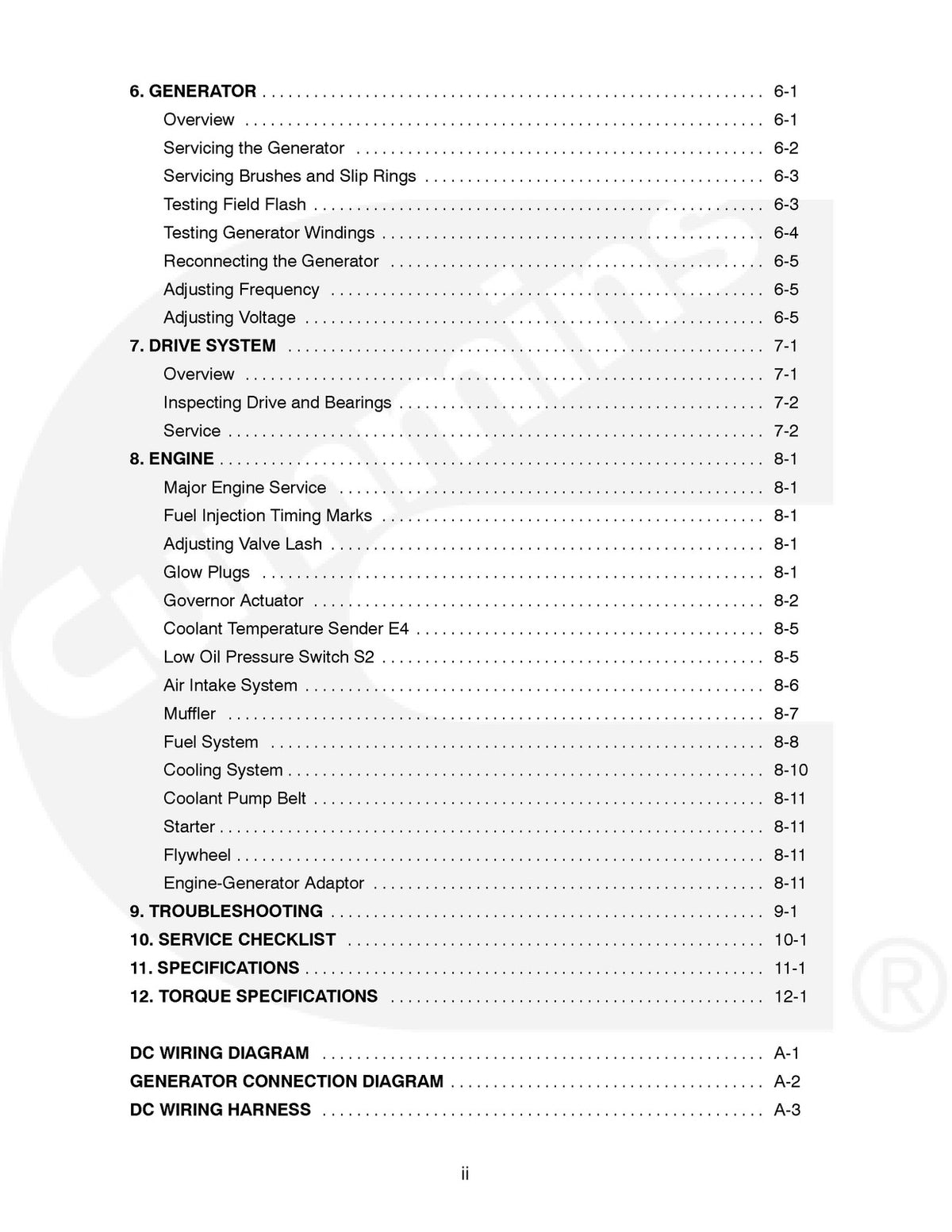 ONAN HDKBA HDKBB Spec A-F Diesel RV Genset Service Manual 2010, FOLDOUTS