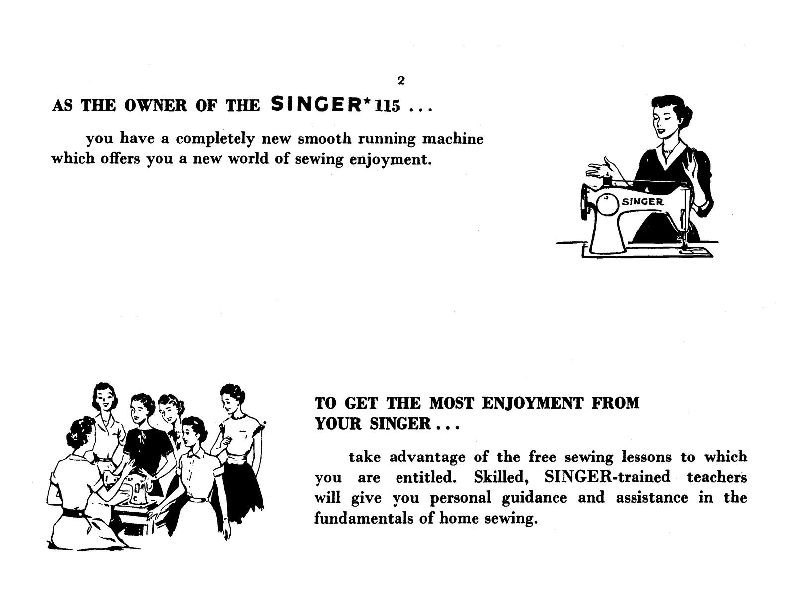 SINGER 115 Sewing Machine Instruction Manual - STEEL WIRE BOUND - TOUGH COVERS