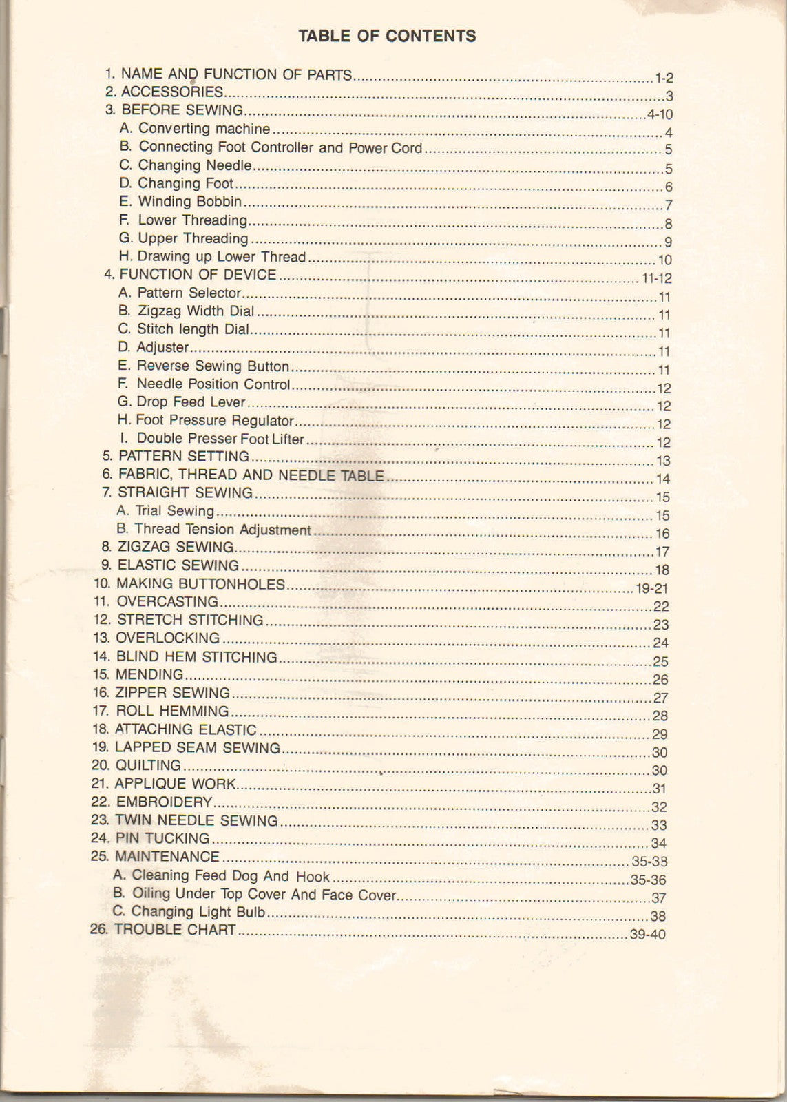 TOYOTA 9060 9600 9960 Sewing Machine Instruction Manual - WIRE BOUND - COVERS
