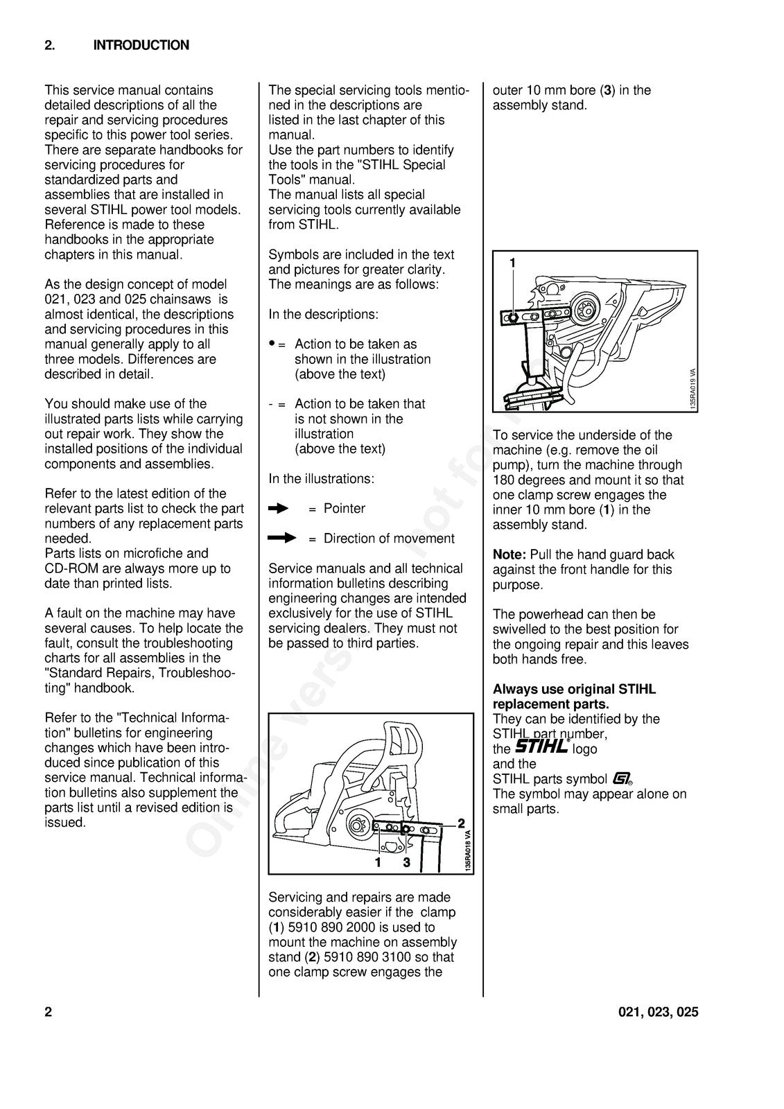 STIHL 021 023 025 Chainsaw Workshop Manual - STEEL WIRE BOUND - TOUGH COVERS