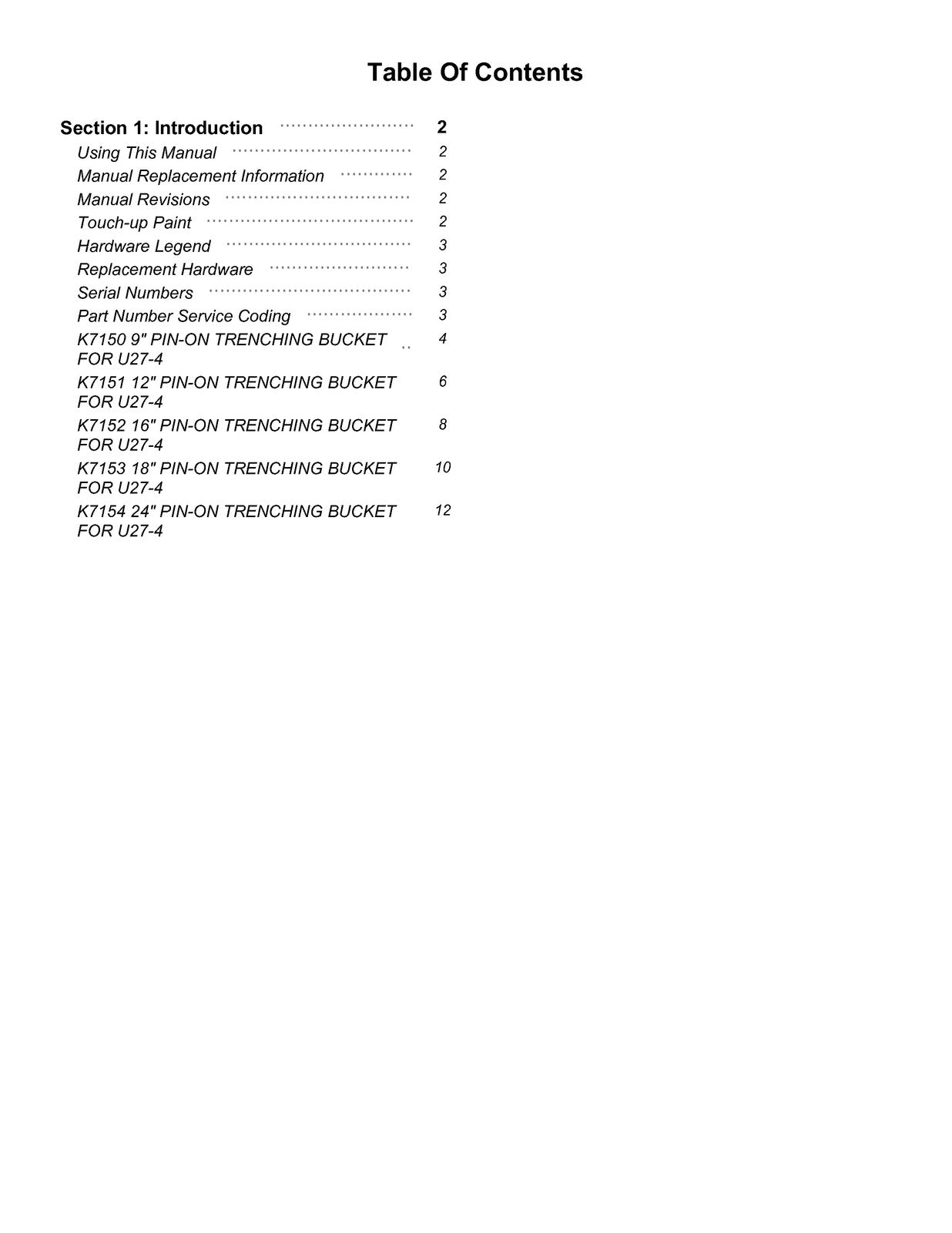 LAND PRIDE K71XX U27 K-series Excavator Buckets Parts Manual 2026 - WIRE BOUND
