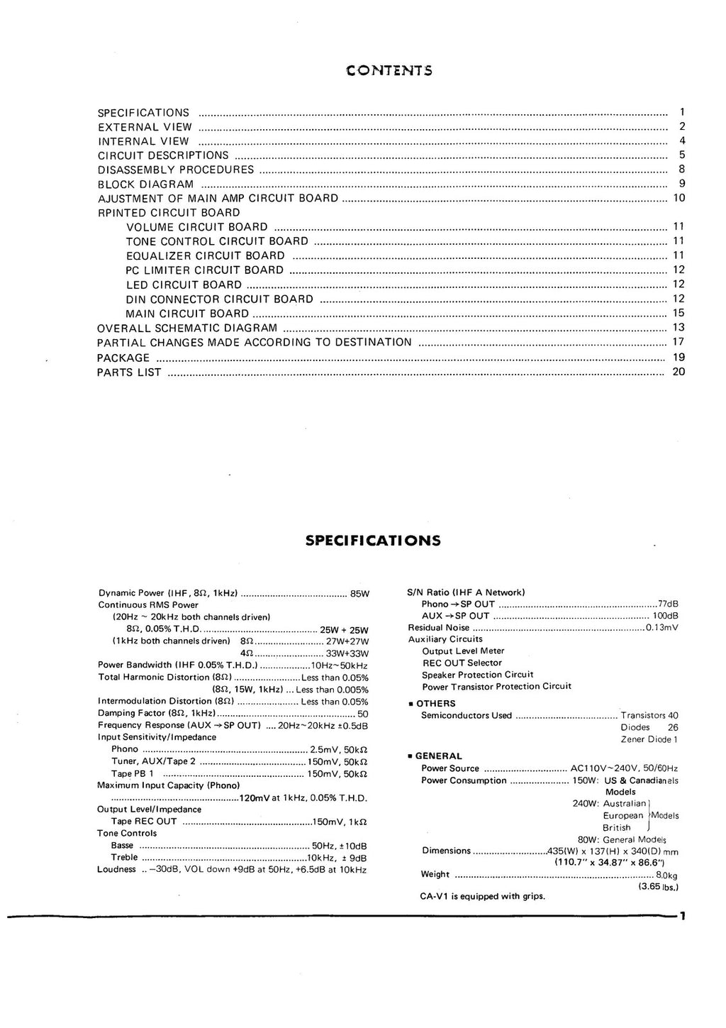 YAMAHA CA-410 V1 Service Manual - BOUND - COVERS - XL FOLDOUT PAGES