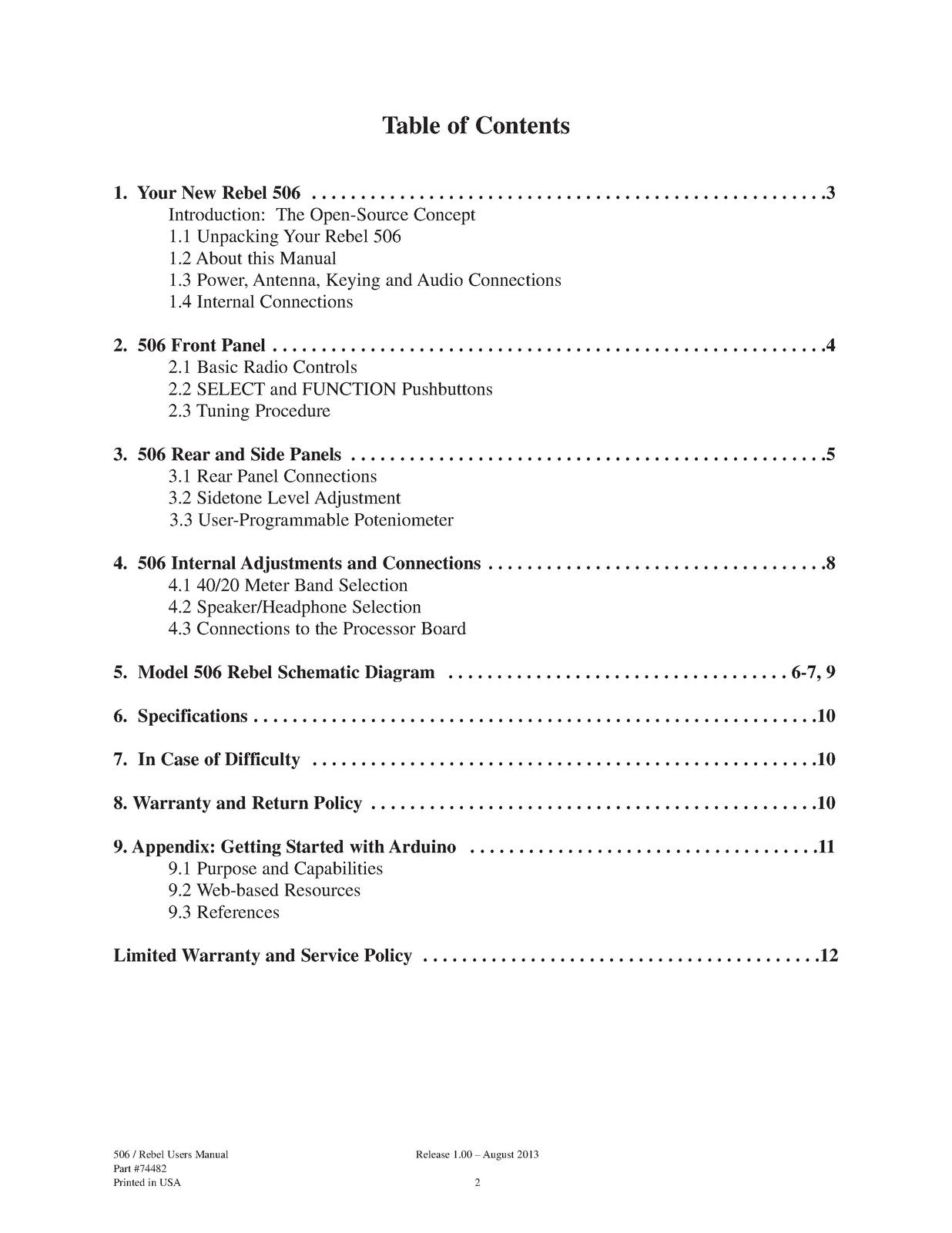 TEN TEC Rebel Model 506 User Manual - BOUND - COVERS - XL FOLDOUT PAGES