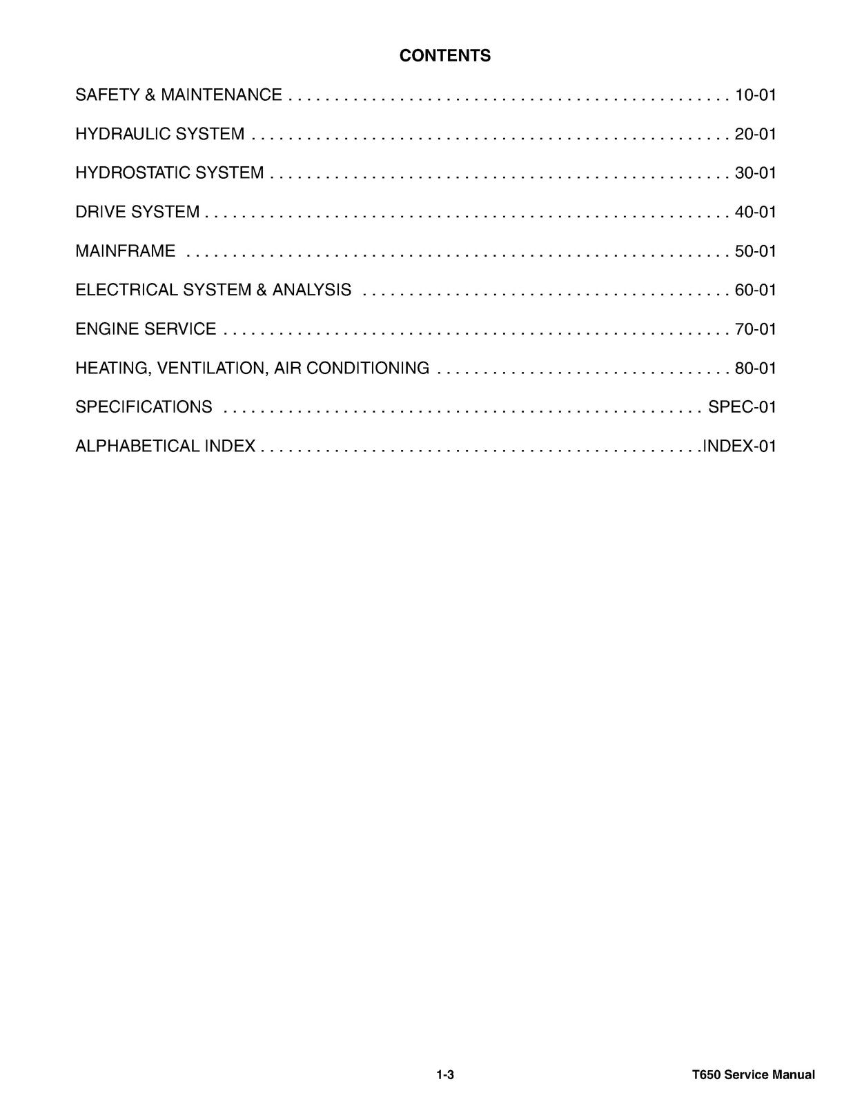 BOBCAT T650 COMPACT TRACK LOADER SN A3P011001 UP SERVICE MANUAL, FOLDOUTS
