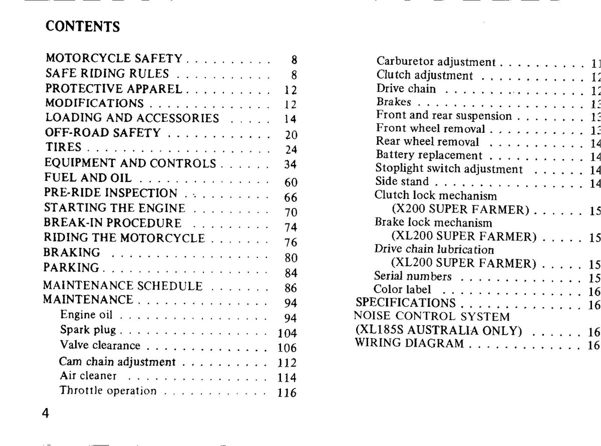 HONDA XL125S XL185S XL200 Motorcycle Owners Manual - BOUND - COVERS - FOLDOUTS