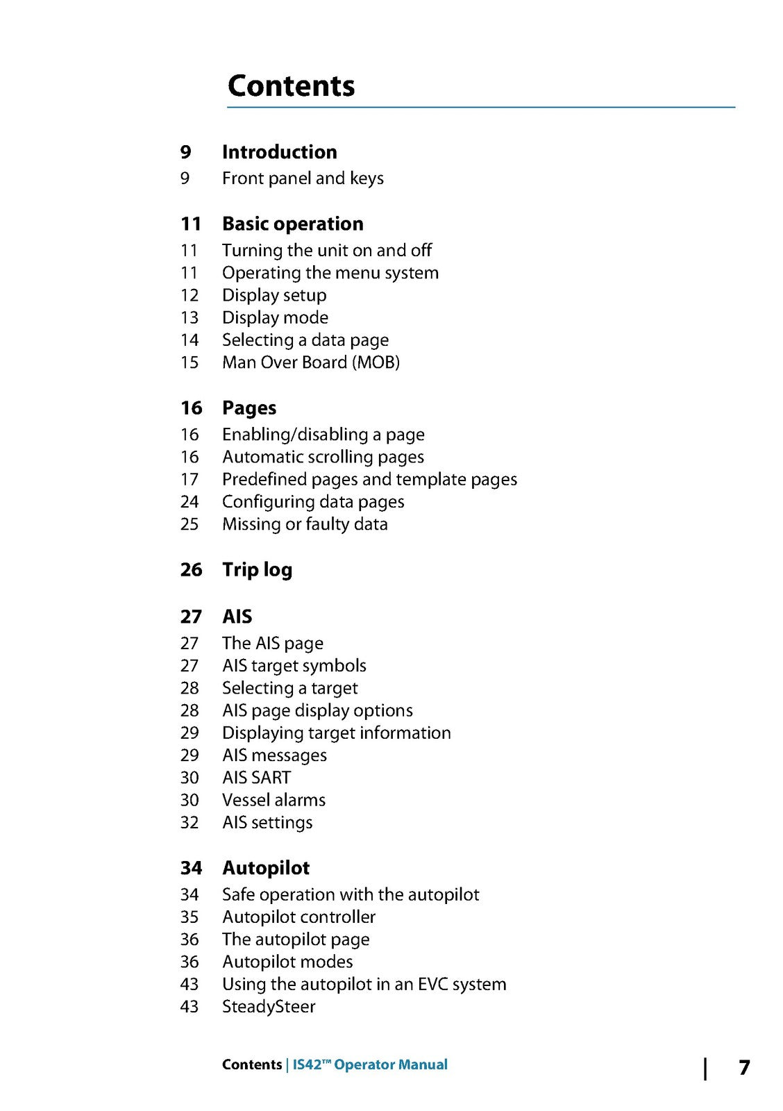 SIMRAD IS42 Instrument Display Operators Manual - WIRE BOUND - TOUGH COVERS