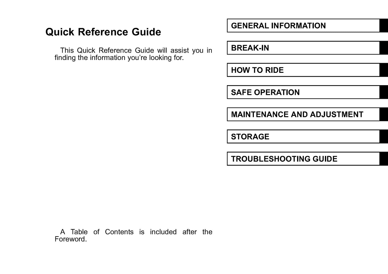 KAWASAKI ATV Quick Reference Guide Owners Manual 2009 - WIRE BOUND - COVERS