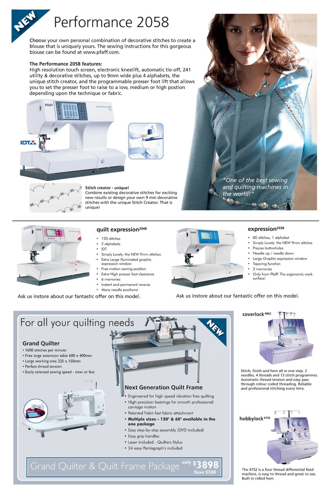 PFAFF Select 2027 Style Quilt Sewing Machine Manual - WIRE BOUND - TOUGH COVERS