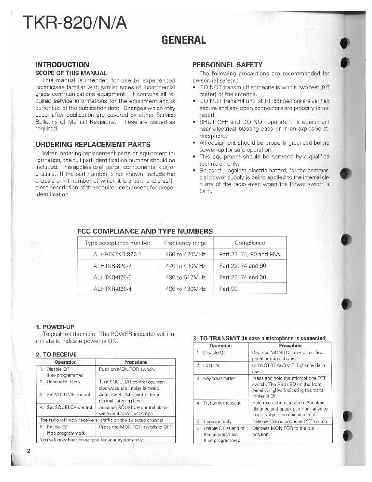 KENWOOD TKR-820 UHF Repeater Service Manual - STEEL WIRE BOUND - TOUGH COVERS