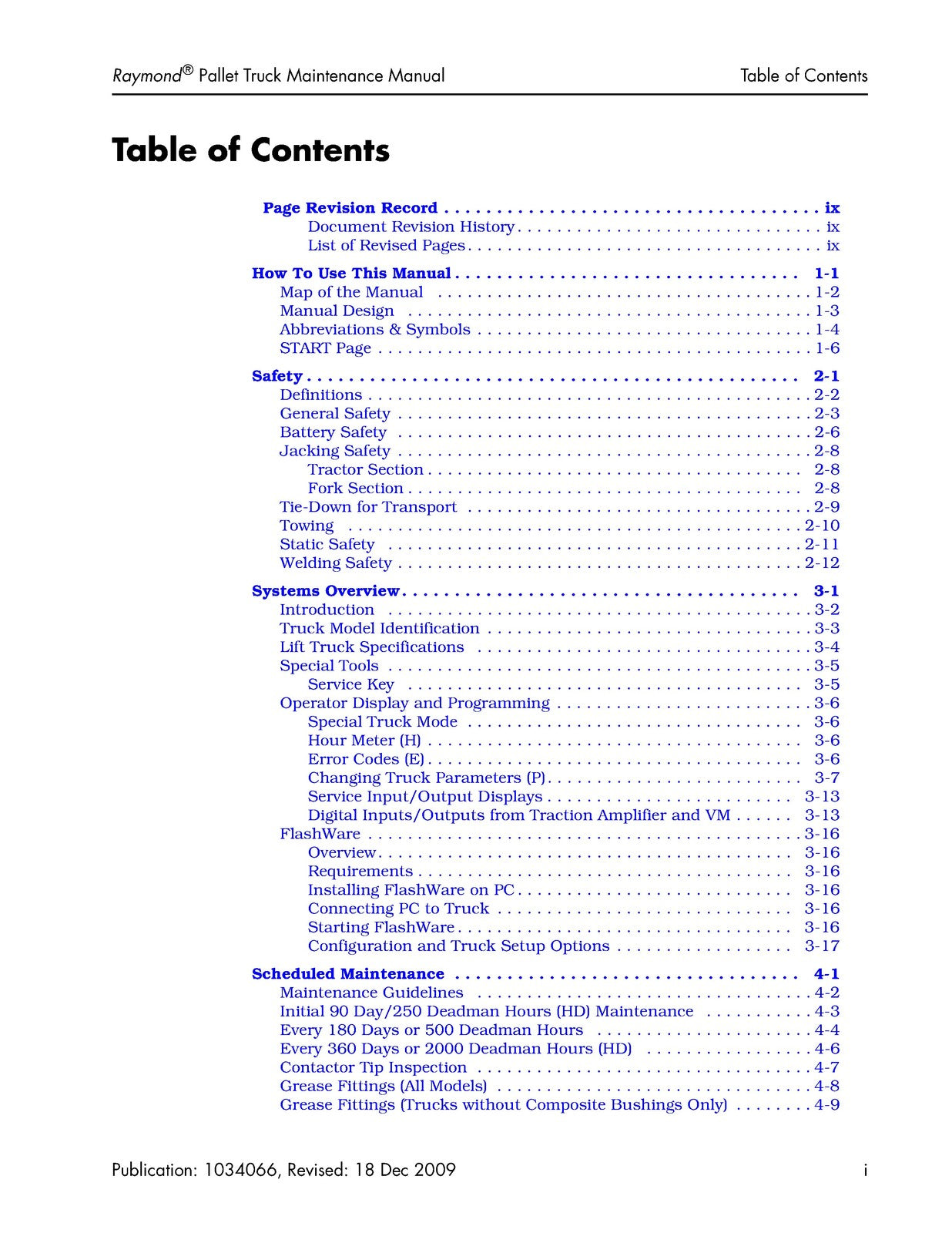 RAYMOND 8300 8400 8500 8600 Pallet Truck Maintenance Manual 2009, FOLDOUTS