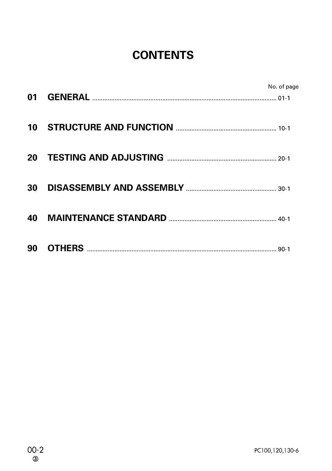 KOMATSU PC100-6 PC120-6 PC120LC-6 PC130-6 Shop Manual, BOUND, COVERS, FOLDOUTS