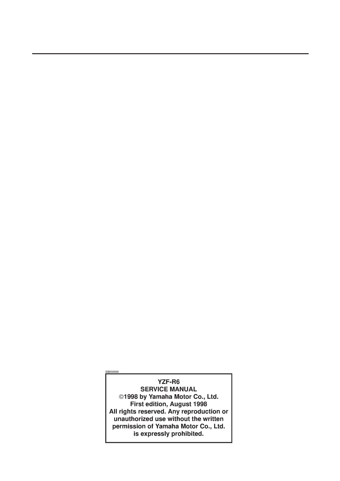 YAMAHA YZF-R6 Motorcycle Service Manual 1998 - BOUND - COVERS - XL FOLDOUT PAGES