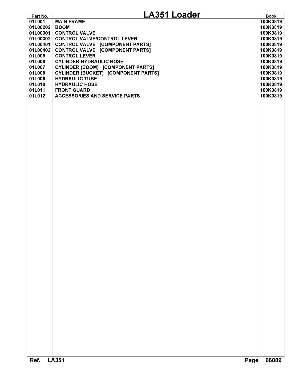 KUBOTA LA351 Loader Illustrated Parts List Manual - WIRE BOUND - TOUGH COVERS
