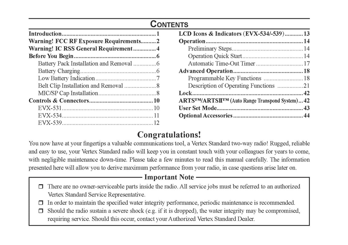 VERTEX STANDARD EVX-530 Series EVX-531 EVX-534 EVX-539 Operating Manual - BOUND