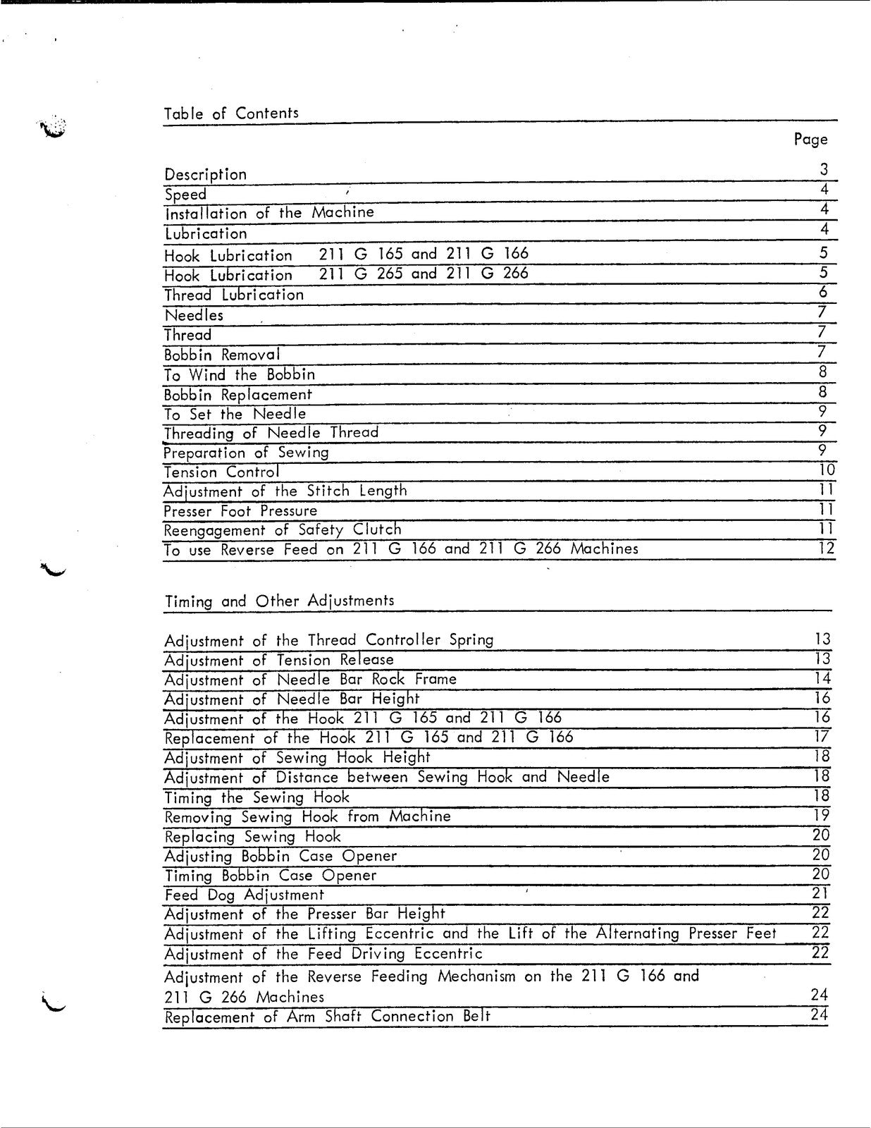 SINGER 211G165 211G166 211G265 211G266 Service Manual - WIRE BOUND - COVERS