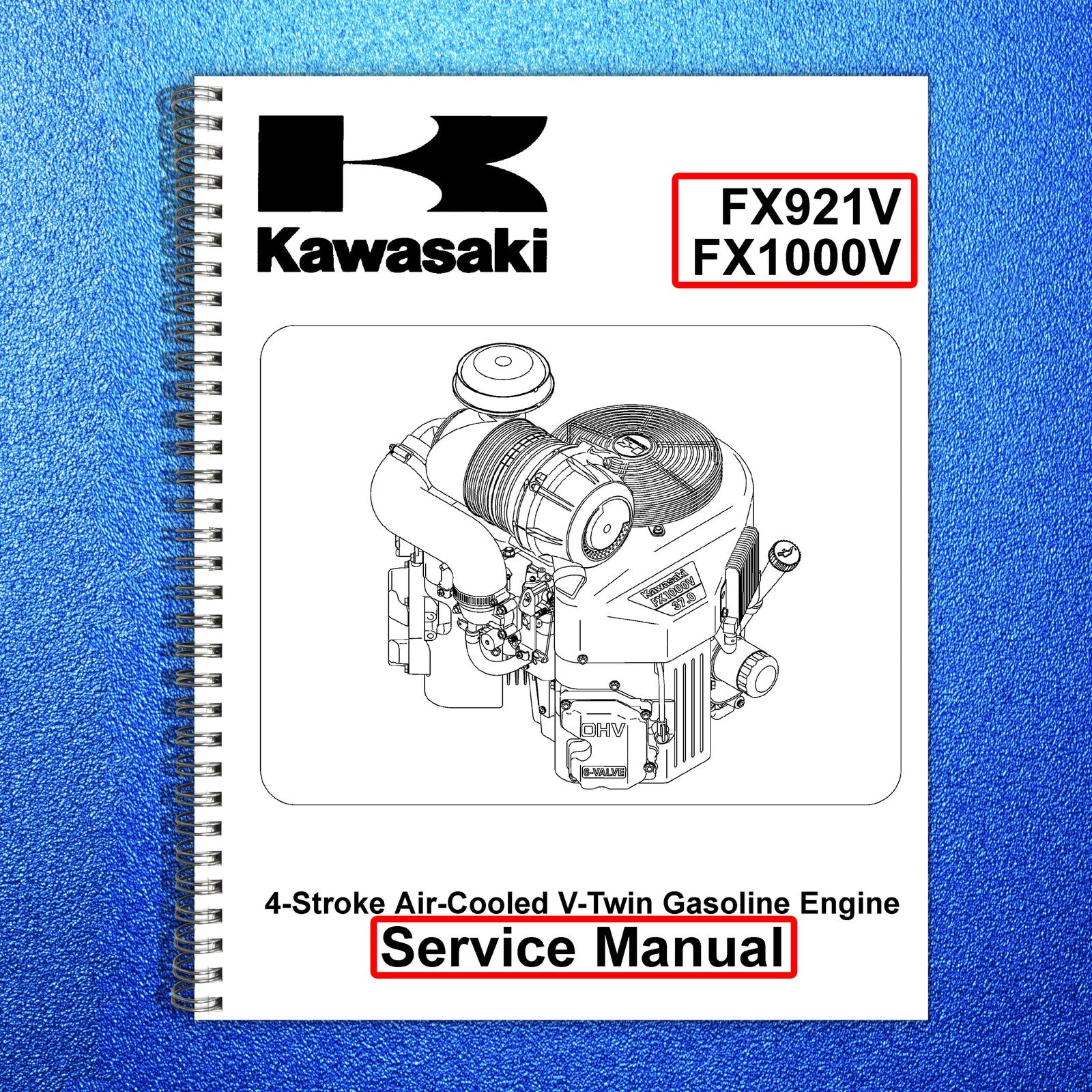 KAWASAKI FX921V FX1000V Service & Operators Manual BUNDLE - WIRE BOUND - COVERS