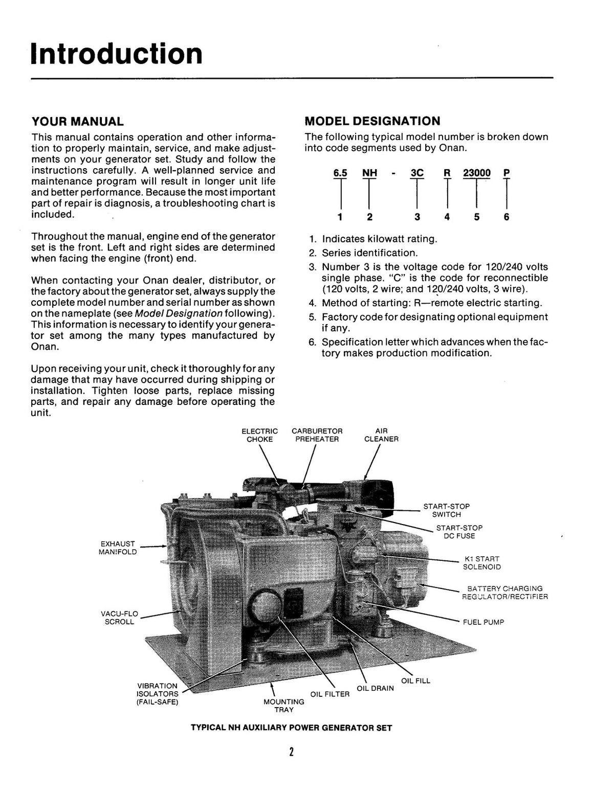 ONAN Series NH AUX 65kW GenSet Operators Manual 1980 - WIRE BOUND - COVERS