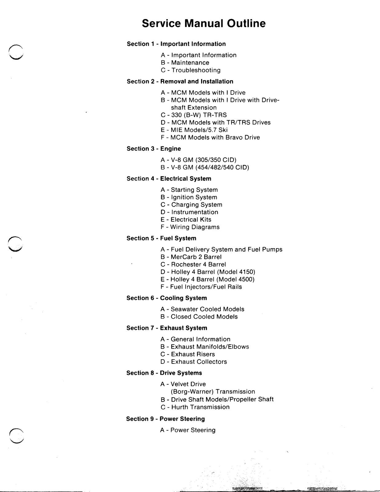 MERCURY MERCRUISER GM V-8 Marine Engines Service Manual 1987 - WIRE BOUND