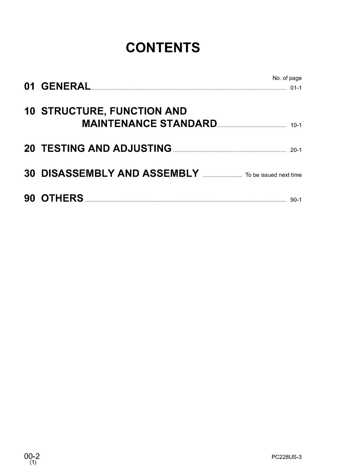 KOMATSU PC228US-3 PC228USLC-3 SN 30001 Up Shop Manual, BOUND, COVERS, FOLDOUTS