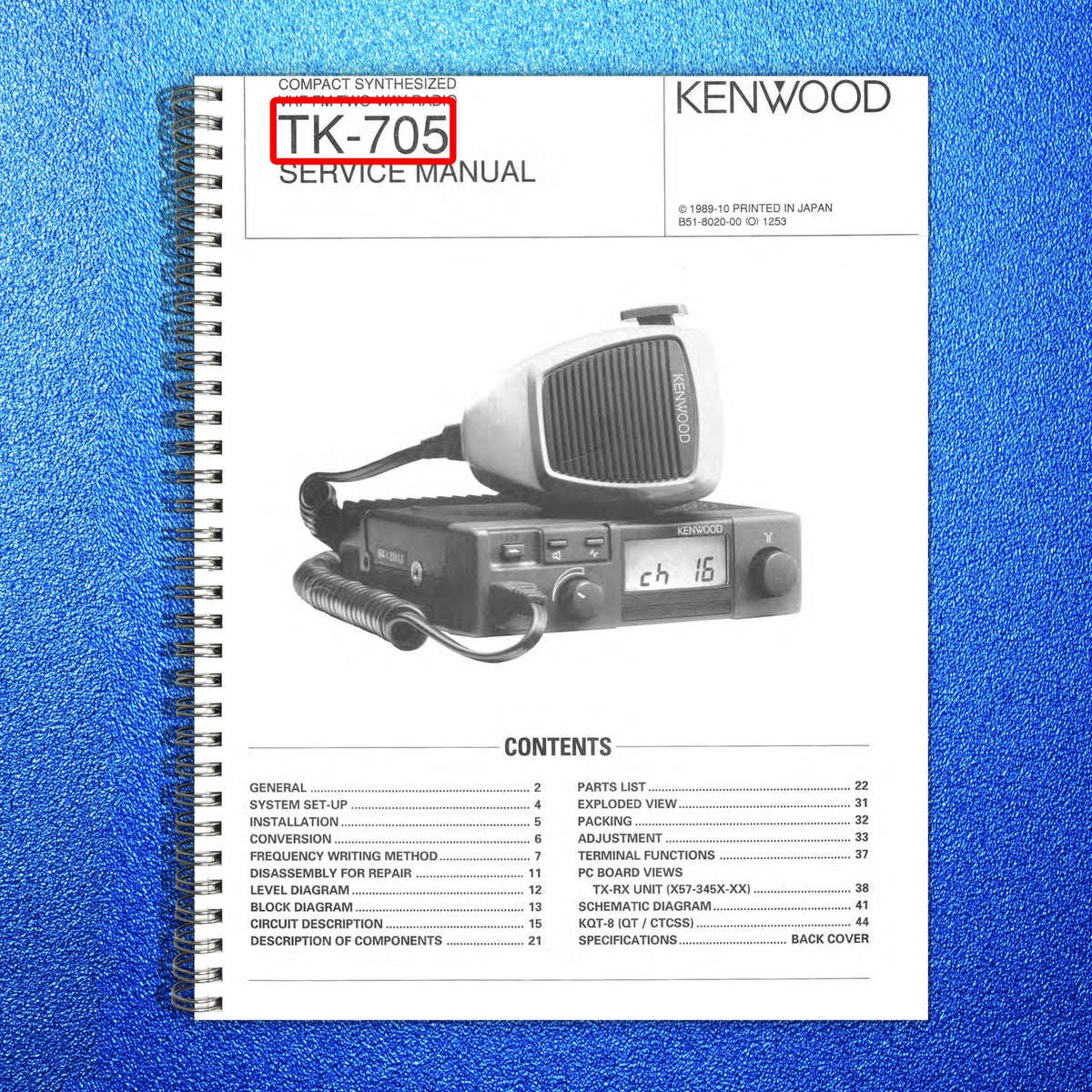 KENWOOD TK-705 TK-805D Two-Way Radio Service Manual BUNDLE - WIRE BOUND - COVERS